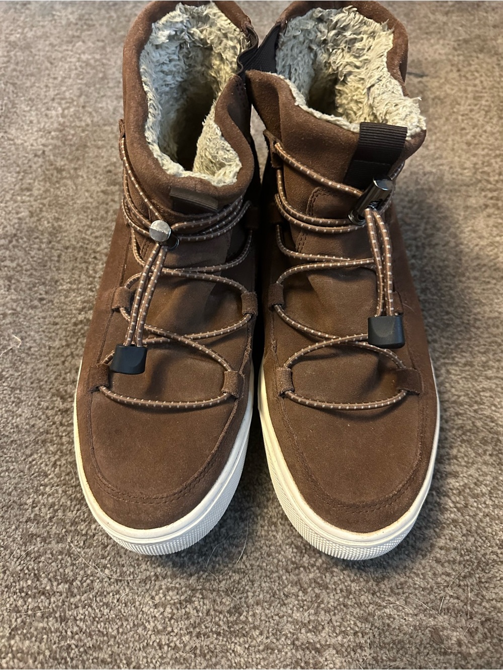 Women’s Brown Suede Leather  Winter Ankle Boots - Faux Fur Lined size 9